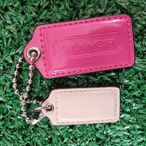 Coach Pink and Cream Bag And Wristlet Patent Leather Charm Tags Set!!!